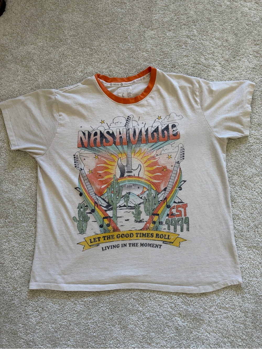 Nashville Graphic Tee - Tan with Orange Trim